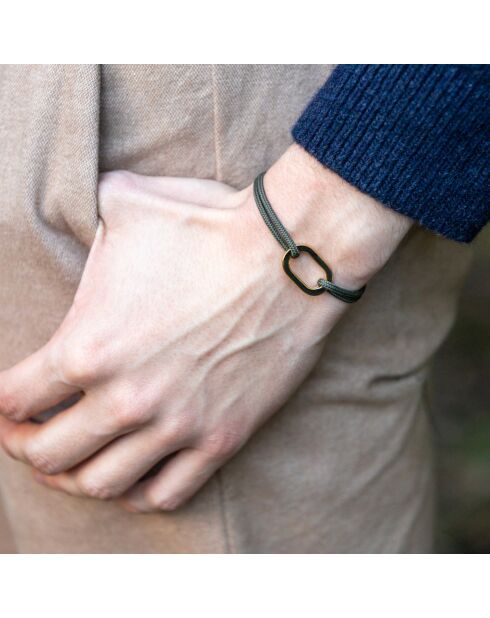 Kaki vergulde schakelarmband met platte rand