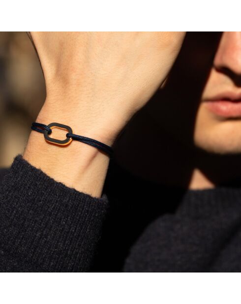 Platte marineblauwe schakelarmband in verguld nachtblauw