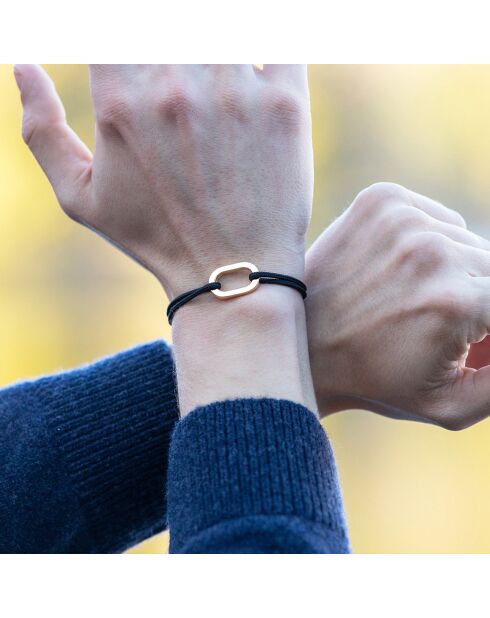 Platte marineblauwe schakelarmband in verguld nachtblauw