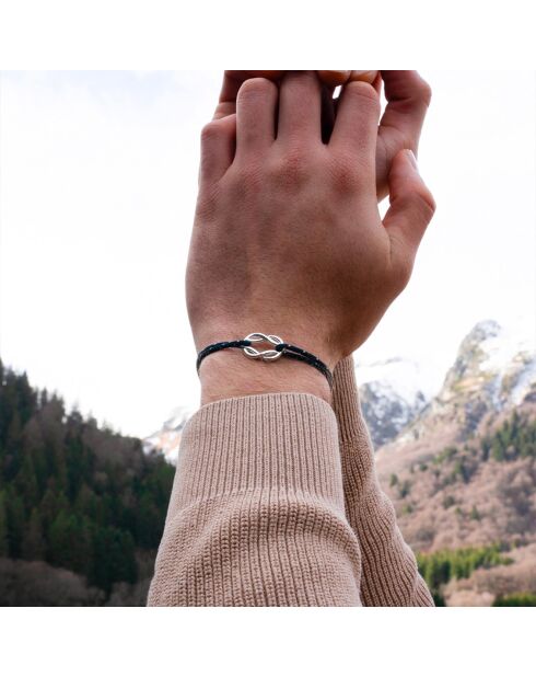 Marine/witte verzilverde schoenerboogarmband