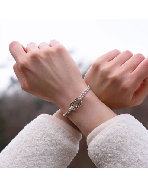 Bracelet Noeud Pataras en plaqué Argent beige/blanc