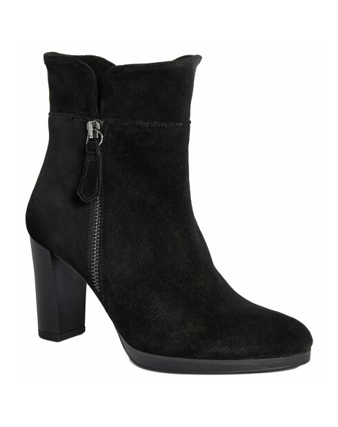 Bottines en Velours de Cuir Angèle noires - Talon 8.5 cm