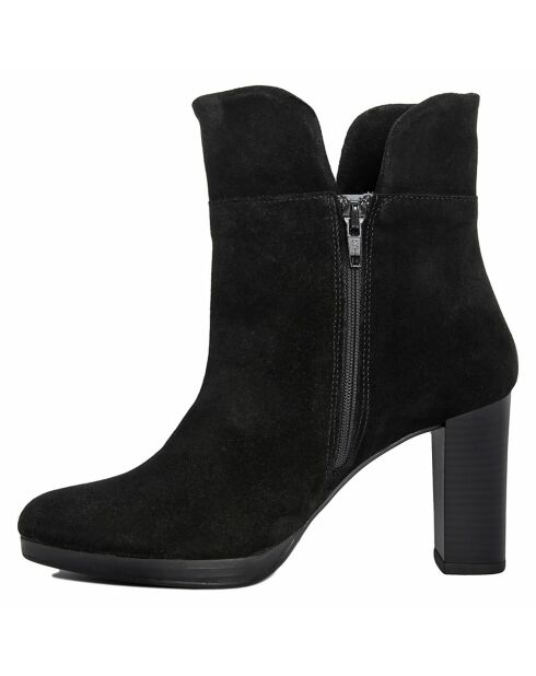 Bottines en Velours de Cuir Angèle noires - Talon 8.5 cm