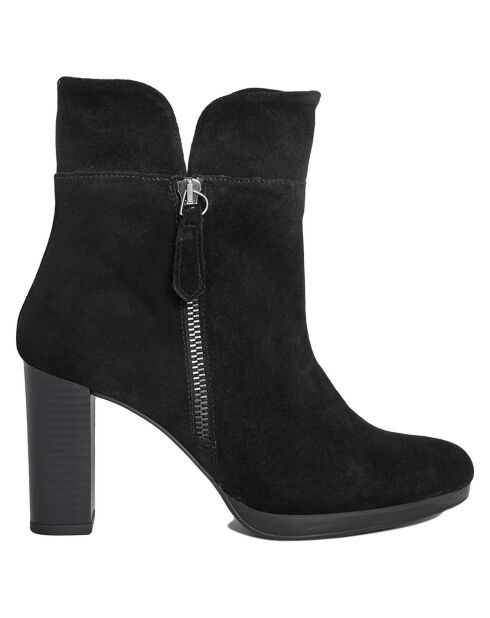 Bottines en Velours de Cuir Angèle noires - Talon 8.5 cm