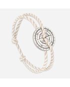Rose Des Vents beige/witte verzilverde kristallen armband
