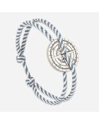 Brazalete Rose Des Vents Stratus bañado en plata azul/blanca