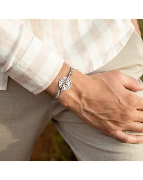 Rose Des Vents Stratus blauw/wit verzilverde armband