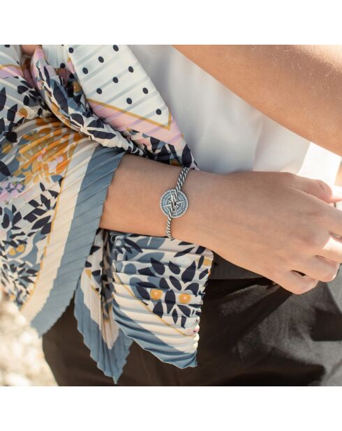 Rose Des Vents Stratus blauw/wit verzilverde armband