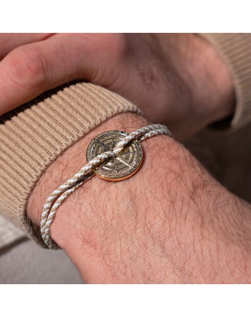 Bracelet Rose Des Vents Alma en plaqué Or beige/blanc