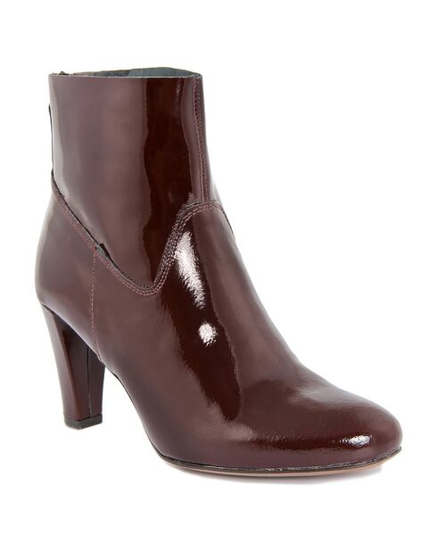 Bottines en Cuir verni Augustine bordeaux - Talon 8 cm