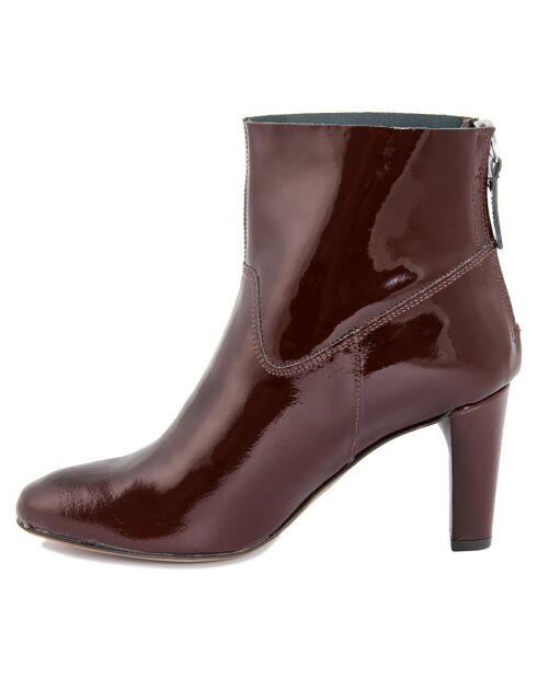 Bottines en Cuir verni Augustine bordeaux - Talon 8 cm