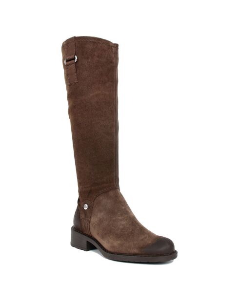 Bottes en Velours de Cuir Agathe marron