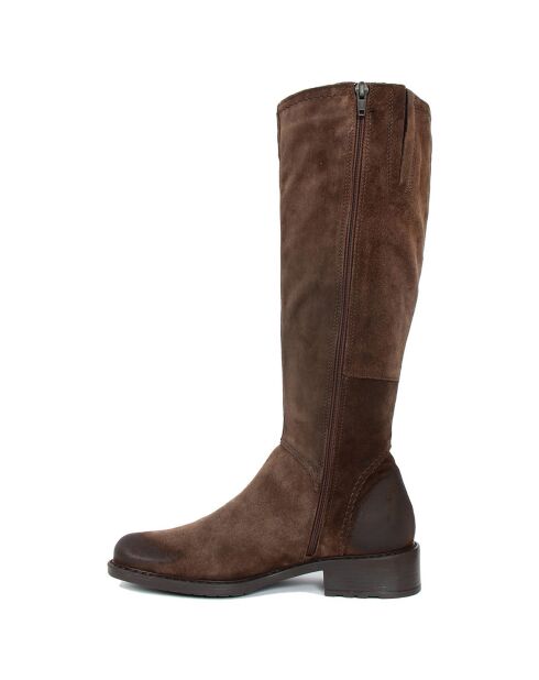 Bottes en Velours de Cuir Agathe marron