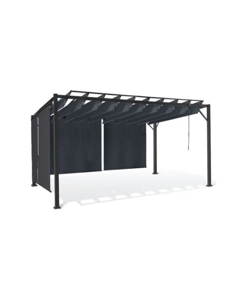 Pergola Venice toit lames orientables et 4 stores gris 3x4m