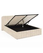 Lit coffre Valentina en velours beige avec sommier et tête de lit 160x200cm