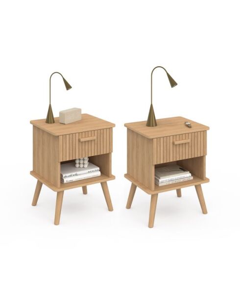 2 Tables de chevet Albane avec 1 tiroir et 1 niche