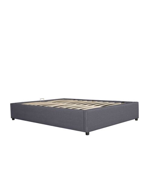 Lit coffre Otto en tissu gris avec sommier 160x200cm
