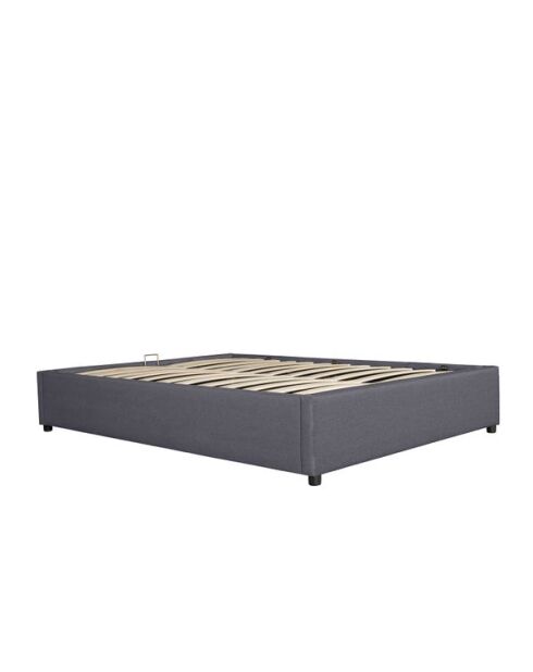 Lit coffre Otto en tissu gris avec sommier 140x190cm