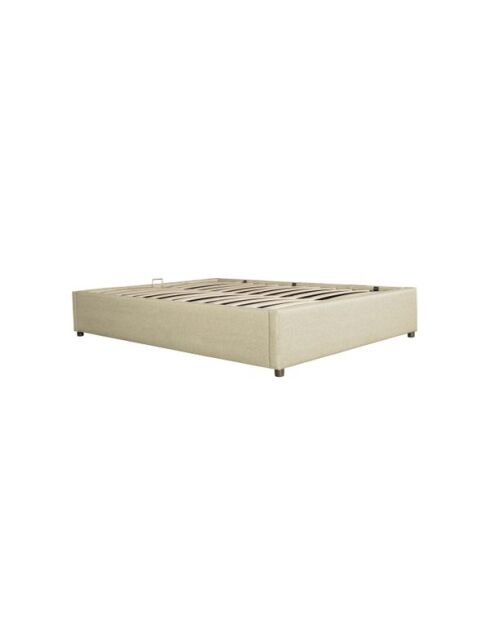 Lit coffre Otto en tissu beige avec sommier 140x190cm