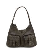 Sac porté épaule en Cuir Albareto gris - 35.5x30x10 cm