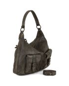 Sac porté épaule en Cuir Albareto gris - 35.5x30x10 cm