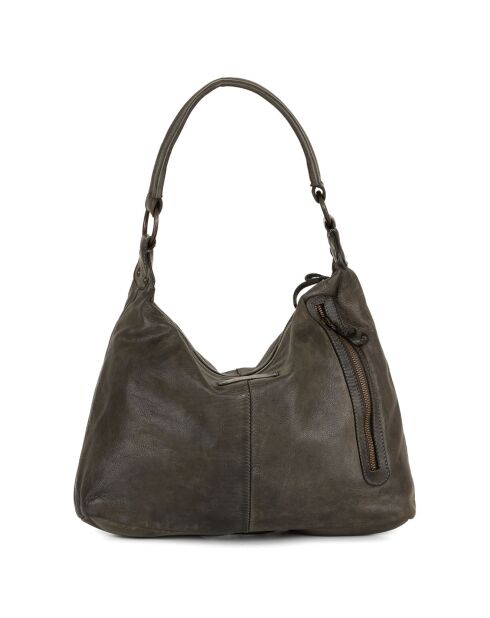 Sac porté épaule en Cuir Albareto gris - 35.5x30x10 cm