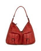 Sac porté épaule en Cuir Albareto rouge - 35.5x30x10 cm