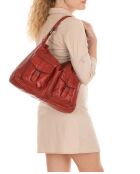 Sac porté épaule en Cuir Albareto rouge - 35.5x30x10 cm