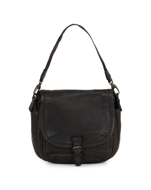 Sac bandoulière en Cuir Rovetta noir - 24x24x9 cm