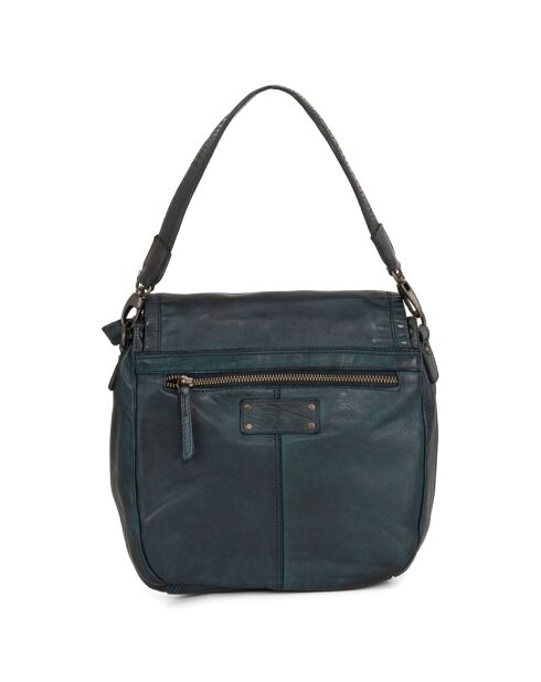 Sac bandoulière en Cuir Rovetta bleu jeans - 24x24x9 cm