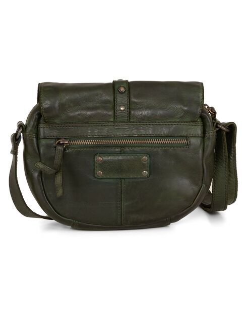 Sac bandoulière en Cuir Bevagna vert - 20x17x5 cm