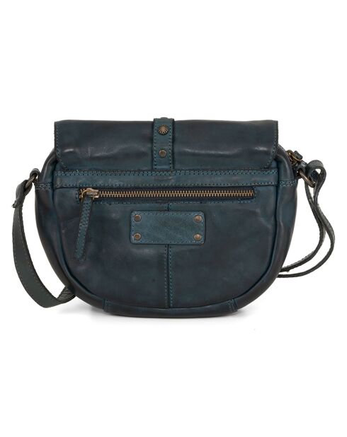 Sac bandoulière en Cuir Bevagna bleu jeans - 20x17x5 cm