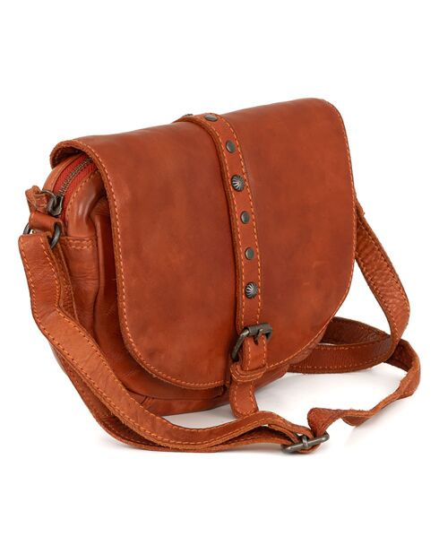 Sac bandoulière en Cuir Bevagna orange - 20x17x5 cm