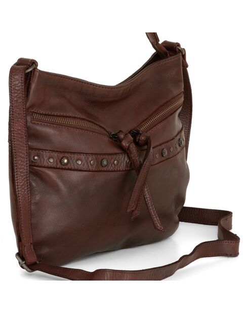 Sac bandoulière en Cuir Offanengo rouge bordeaux - 30x33x9 cm