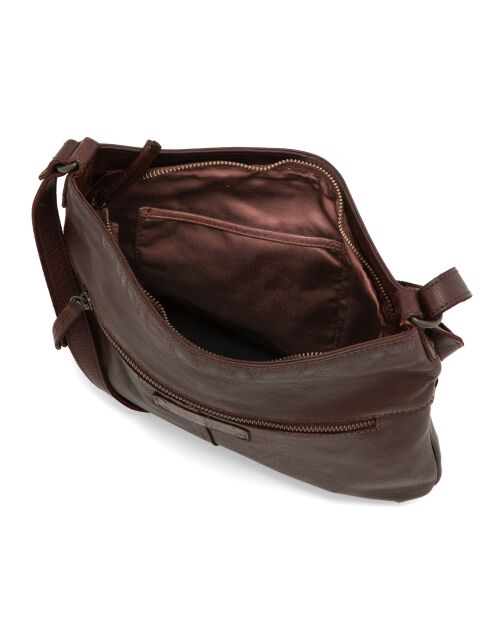 Sac bandoulière en Cuir Offanengo rouge bordeaux - 30x33x9 cm