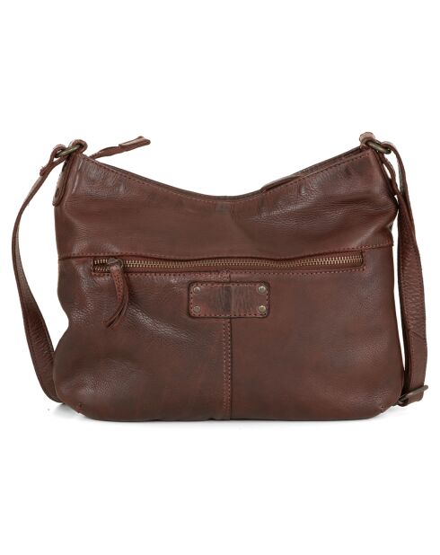 Sac bandoulière en Cuir Offanengo rouge bordeaux - 30x33x9 cm