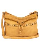 Sac bandoulière en Cuir Offanengo jaune moutarde - 30x33x9 cm