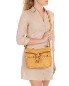 Sac bandoulière en Cuir Offanengo jaune moutarde - 30x33x9 cm