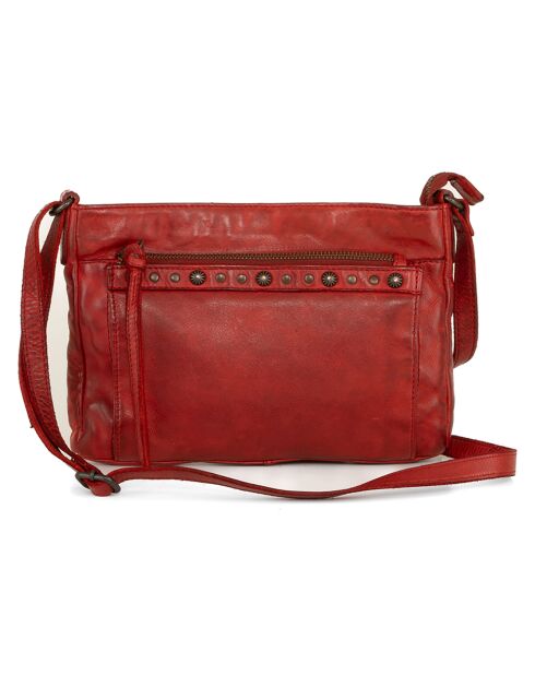 Sac bandoulière en Cuir Nogara rouge - 24x17x3 cm