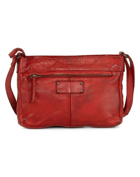 Sac bandoulière en Cuir Nogara rouge - 24x17x3 cm