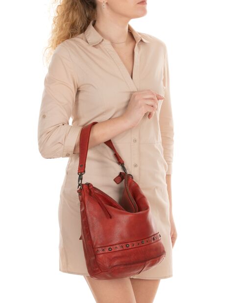 Sac porté épaule en Cuir Gremiasco rouge - 27x28x16.5 cm