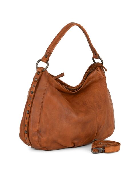 Sac porté épaule en Cuir Mentana taupe - 33x25x10 cm