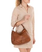 Sac porté épaule en Cuir Mentana taupe - 33x25x10 cm