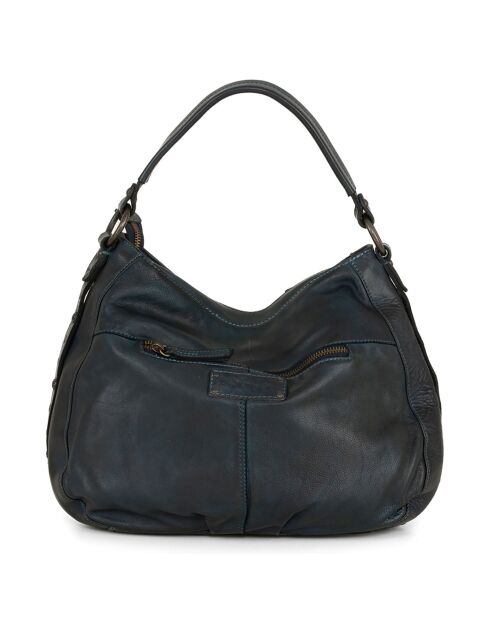 Sac porté épaule en Cuir Mentana bleu jeans - 33x25x10 cm