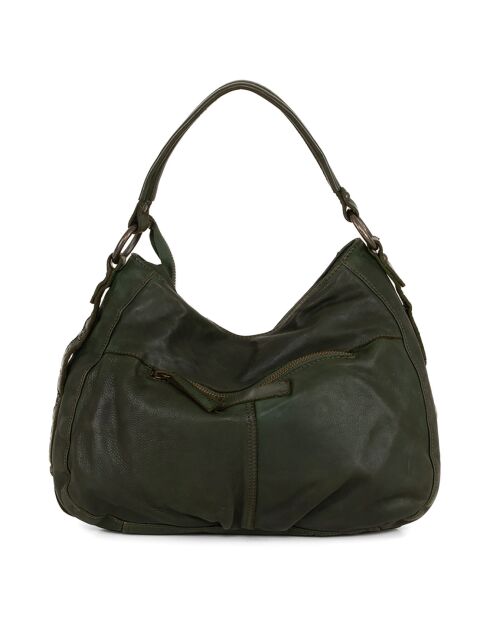 Sac porté épaule en Cuir Mentana vert - 33x25x10 cm