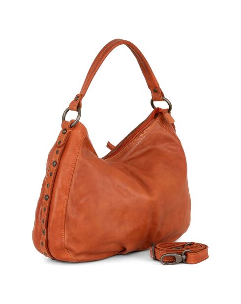 Sac porté épaule en Cuir Mentana orange - 33x25x10 cm