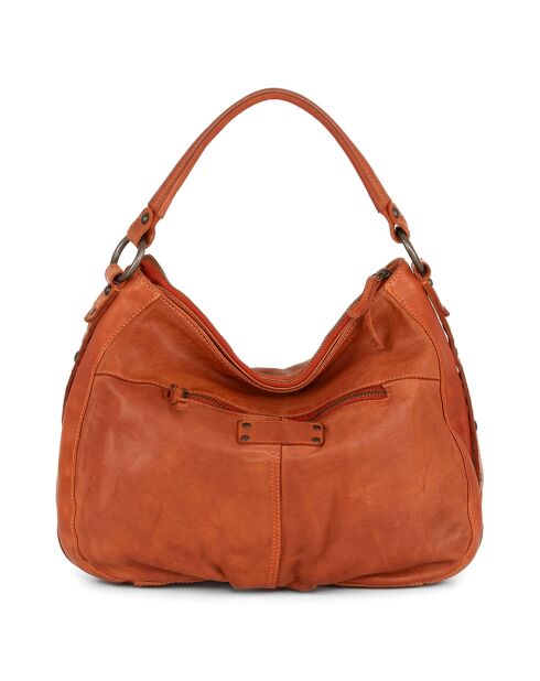 Sac porté épaule en Cuir Mentana orange - 33x25x10 cm