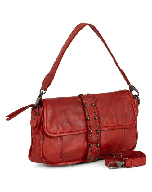 Sac porté épaule en Cuir Gualtieri rouge - 30x17x7 cm