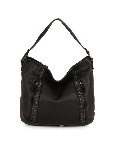 Sac bowling en Cuir Fusignano noir - 38x22x15 cm