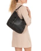 Sac bowling en Cuir Fusignano noir - 38x22x15 cm